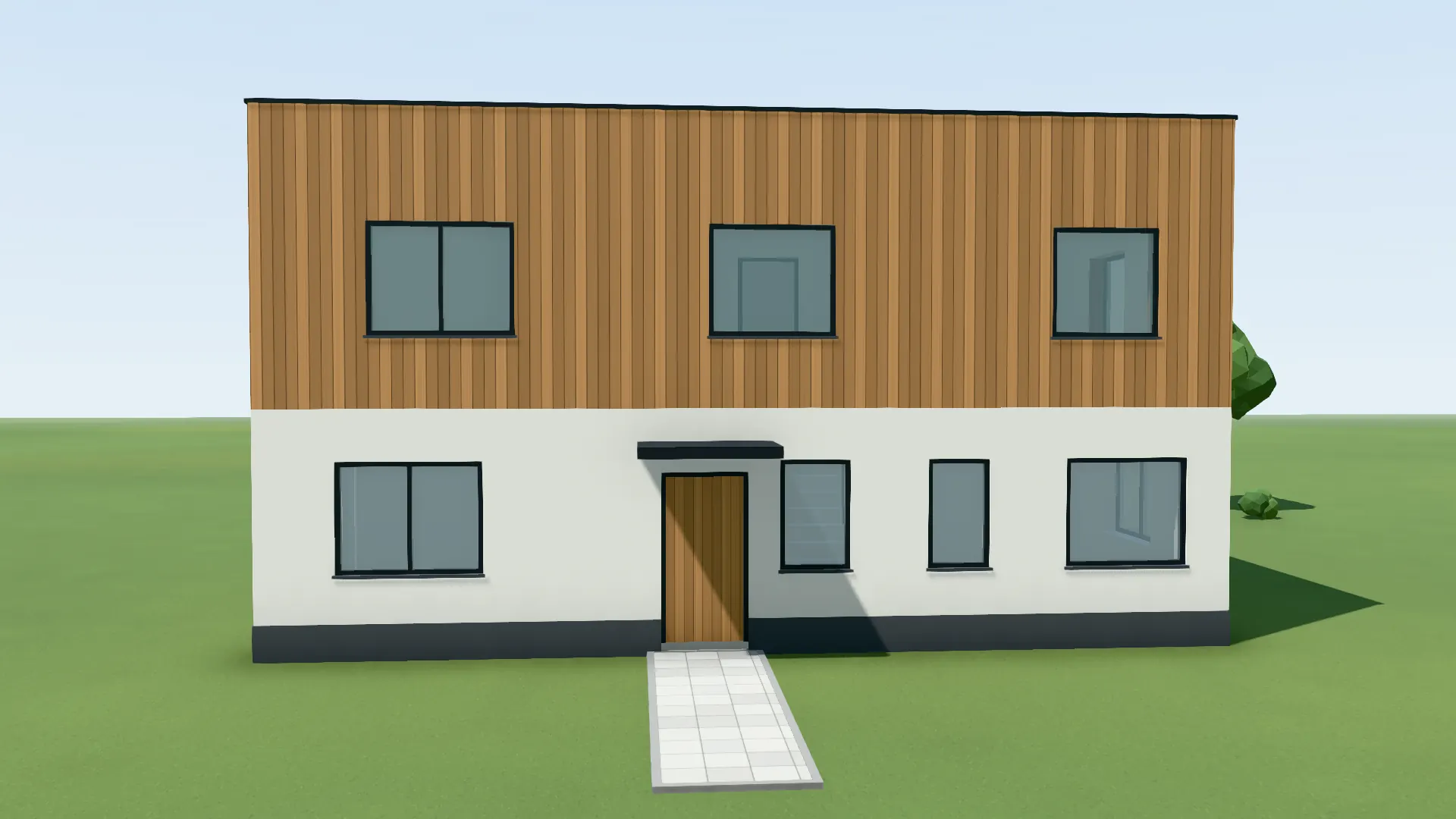La même maison avec bardage bois à l’étage et enduit au rez-de-chaussée